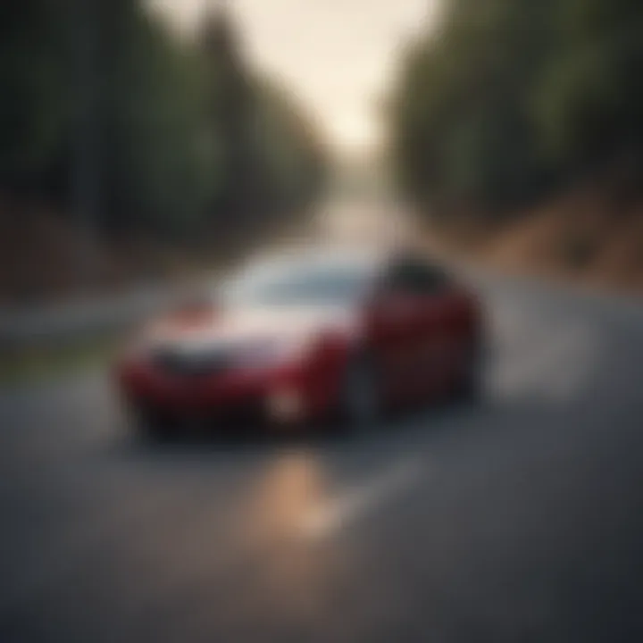 Dynamic driving scene featuring the Acura TL in motion on a winding road.