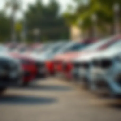 A selection of budget-friendly vehicles parked in a row
