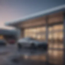 Exterior view of a prime dealership showcasing modern architecture