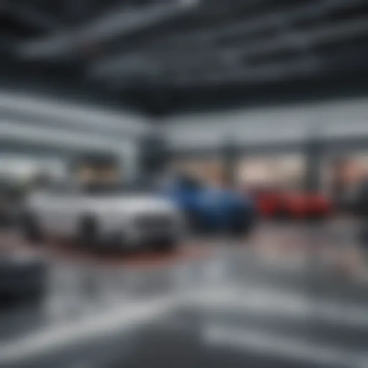 Interior layout of a prime dealership highlighting customer service areas
