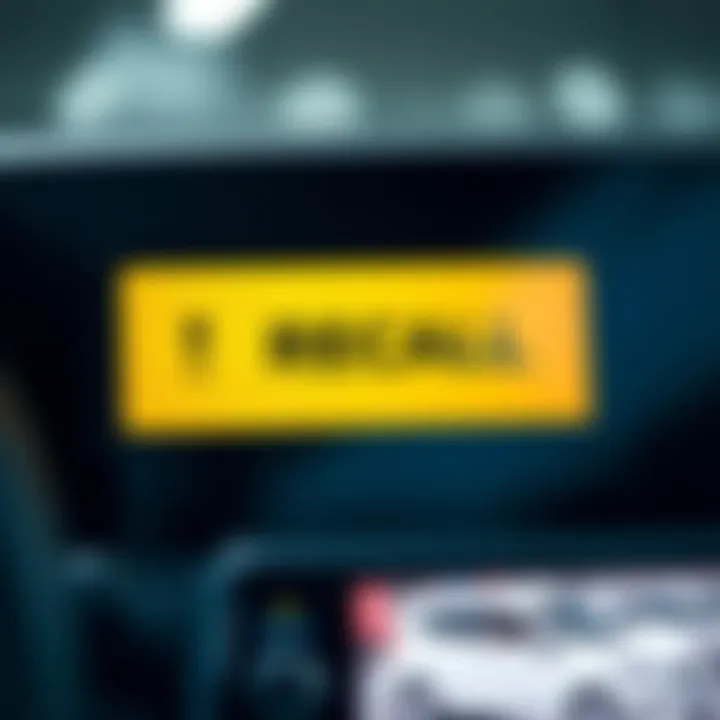 Recall notification on a digital screen Recall notification on a digital screen