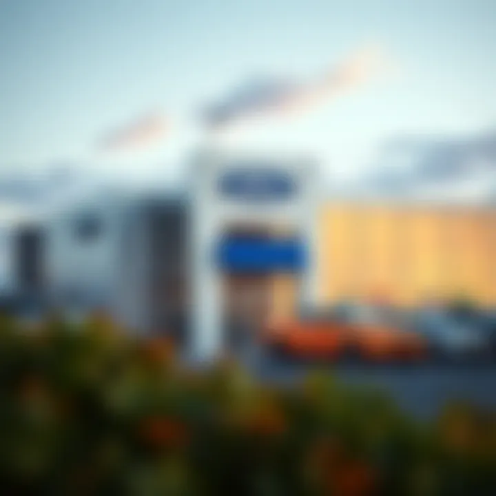 Exterior view of Performance Ford dealership showcasing the building and signage