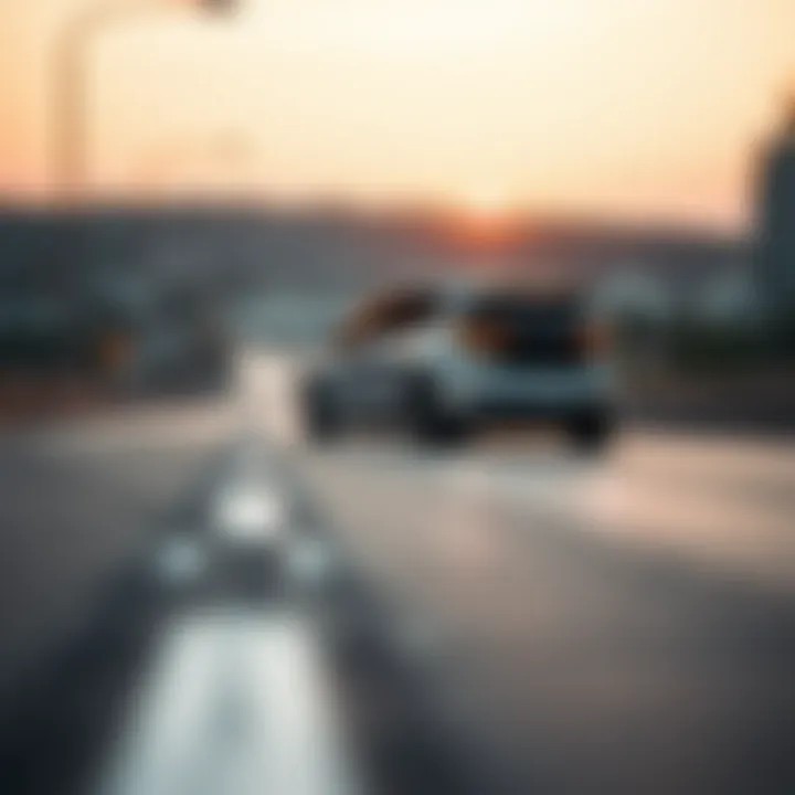 Autonomous Vehicle on Smart Infrastructure Futuristic autonomous vehicle navigating a smart road