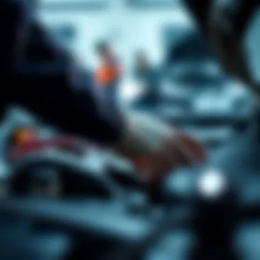 Close-up of certified technician's hands working on a car