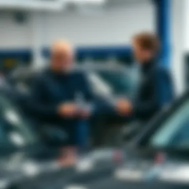 Customer discussing service options with a technician