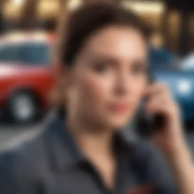 An automotive sales representative engaging with a customer on the phone.