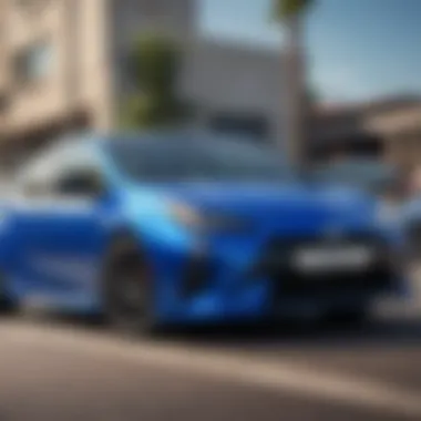 Exhilarating Performance of Blue Prius Blue Prius Performance on Open Road