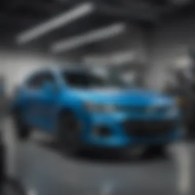 Service center at Bob Hart Chevrolet with technicians working on vehicles