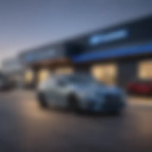Exterior view of Bob Wade Subaru dealership showcasing used car inventory