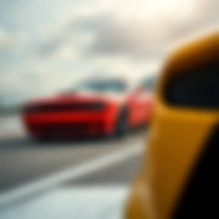 Test Drive on the Racetrack Showcasing a Dodge Hellcat on a racetrack during a test drive