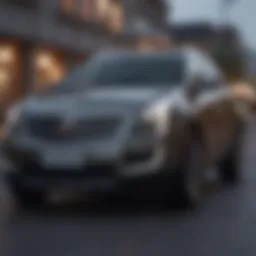 Cadillac SRX front view showcasing headlights