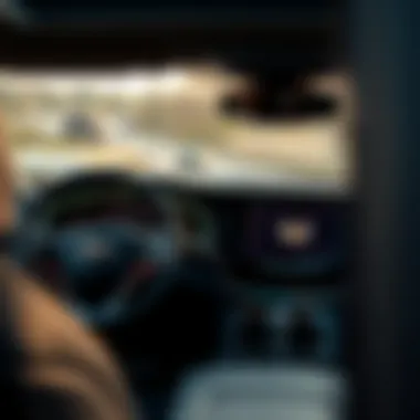 Luxurious Dashboard Design in Cadillac SUVs A detailed view of the dashboard of a Cadillac SUV