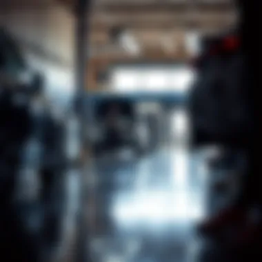 Service area with skilled technicians working on vehicles