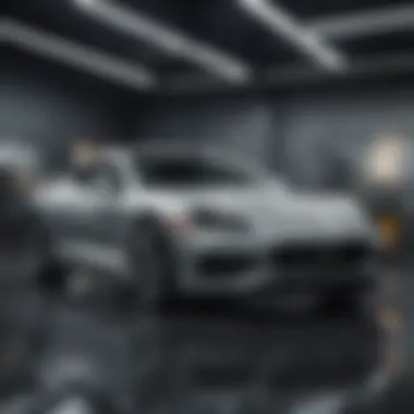Luxury Car Showroom Financial Analysis Luxury car showroom with financial charts