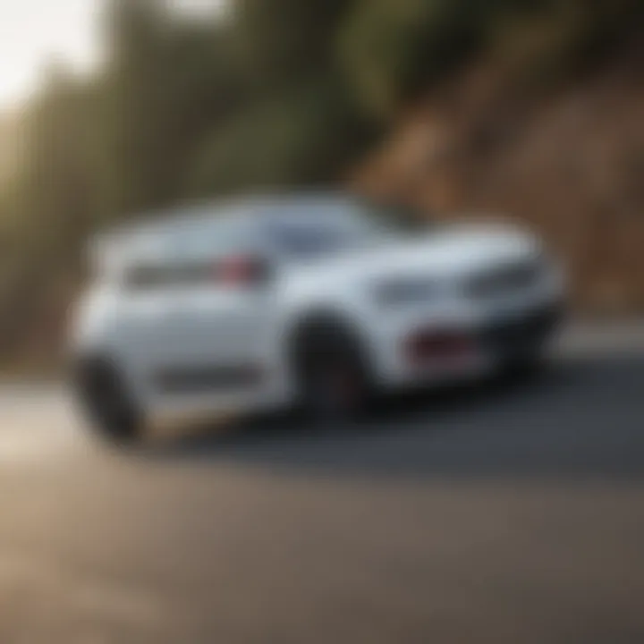 Dynamic driving shot of a Citroën hot hatch on a winding road