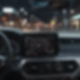 A close-up of a car dashboard displaying a navigation app.