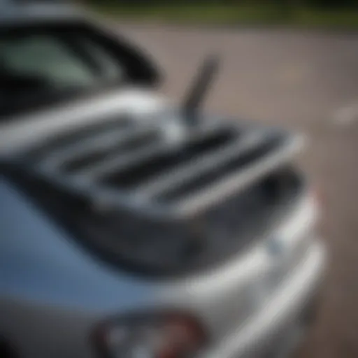 Luggage rack installed on a Subaru Impreza showcasing its aerodynamic design