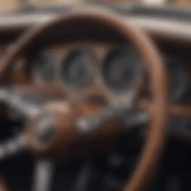 Timeless Appeal: Classic Wooden Dashboards Close-up of a well-maintained wooden dashboard in a classic car