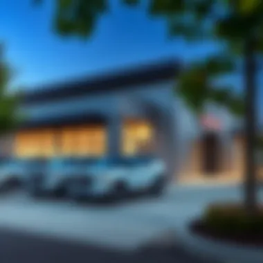 Exterior view of Crestmont GMC dealership showcasing modern architecture