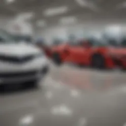 Showroom display featuring a range of Acura vehicles.