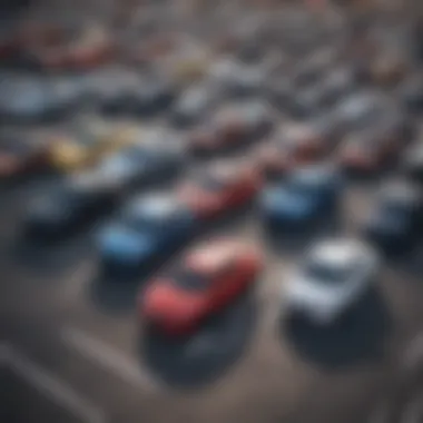 Pristine Fleet Aerial view of a line-up of pristine Dellen used cars