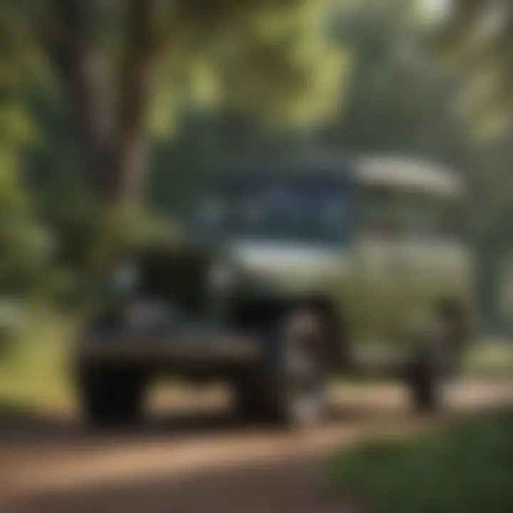 A classic Desoto Jeep Arcadia parked in a scenic landscape