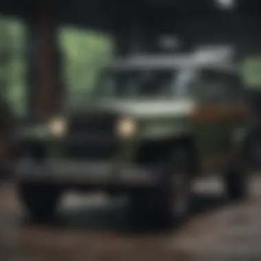 Technical specifications displayed on a digital screen for the Desoto Jeep Arcadia