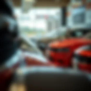 Showroom floor with a variety of Dodge vehicles on display