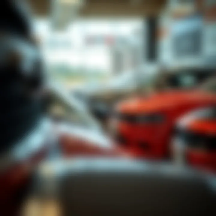 Showroom floor with a variety of Dodge vehicles on display