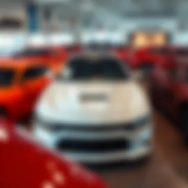 Diverse Dodge Models in the Showroom Showroom of the Dodge dealership showcasing a variety of models