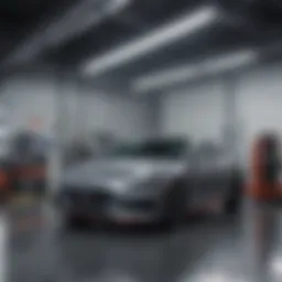 Modern service bay equipped with advanced automotive tools.