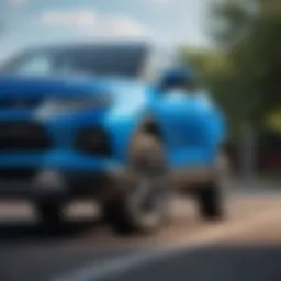 Electric Blue Chevy Blazer front view showcasing its sleek design