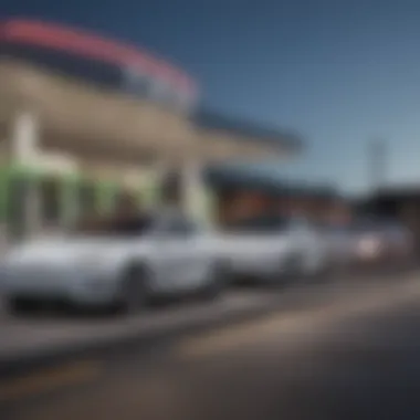 Electrify America charging station with Tesla vehicles in background