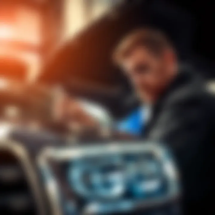 Mechanic inspecting Toyota Tundra for optimization