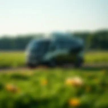 An environmentally friendly shuttle in a green landscape