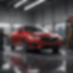 An Acura vehicle undergoing maintenance in a modern service center