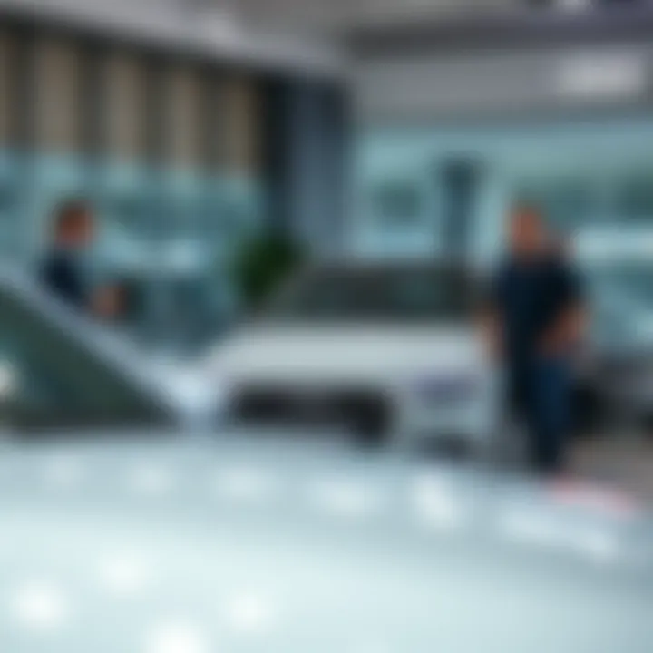 Customer interacting with dealership staff