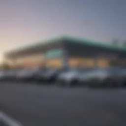 Exterior view of Bay Motors dealership showcasing a fleet of vehicles