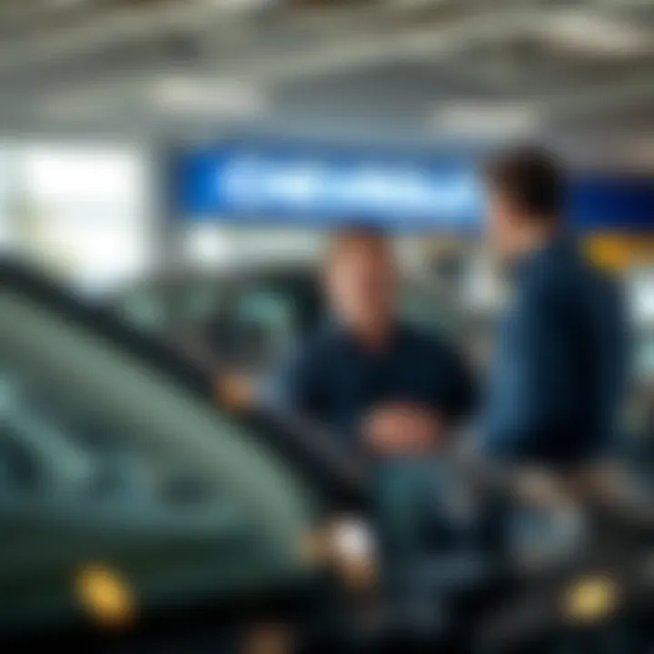 Customer interacting with a knowledgeable sales representative inside the dealership