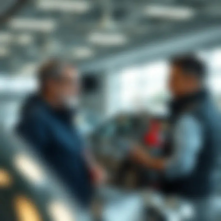 Customer Interaction at CDJR Paramus Customer discussing options with a representative