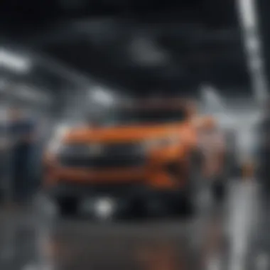 Service technicians working on Chevrolet vehicles in the dealership workshop