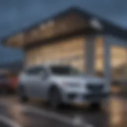Exterior view of Colonial Subaru dealership showcasing a variety of Subaru vehicles.