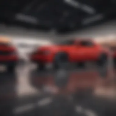 Showroom floor filled with the latest Dodge models and vehicles