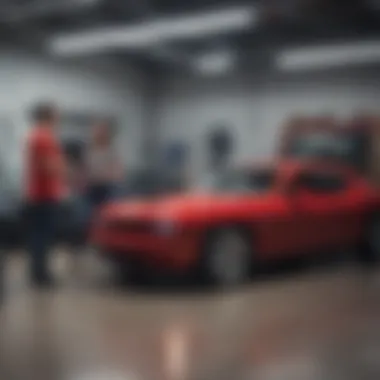Customer Engagement at Findlay Dodge Customer interacting with a knowledgeable staff member at the dealership
