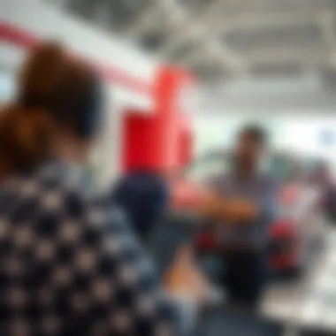 Customer interacting with dealership staff