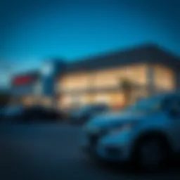 Exterior view of a Honda dealership in Laredo showcasing a range of vehicles