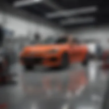 Service department with technicians working on Hyundai vehicles in a well-equipped garage