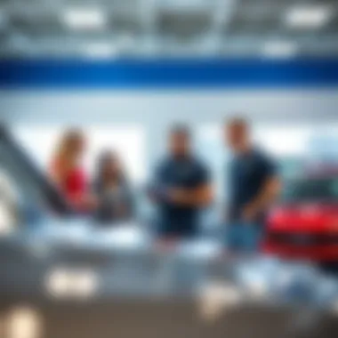 Friendly staff engaging with customers in the showroom