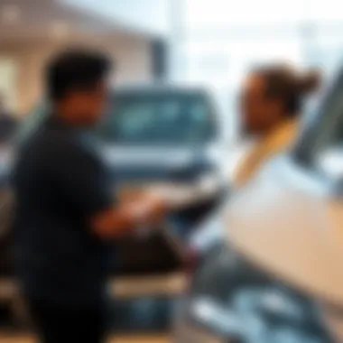 Customer and Lexus Sales Associate Interaction Customer interacting with a knowledgeable Lexus sales associate