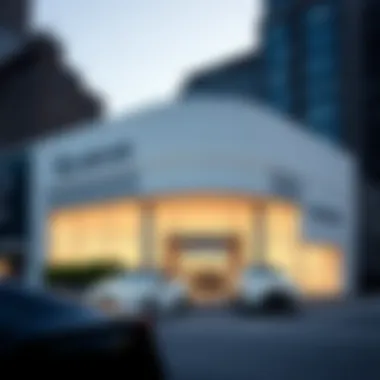 Modern Lexus Dealership in Manhattan Exterior view of a modern Lexus dealership in Manhattan